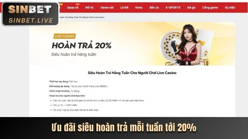 Hoàn trả cược thể thao không giới hạn